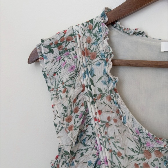 Caroll s'engage Parisian Chic Floral Sleeveless Gauzy Midi Dress Sz 38 Small - Picture 7 of 10